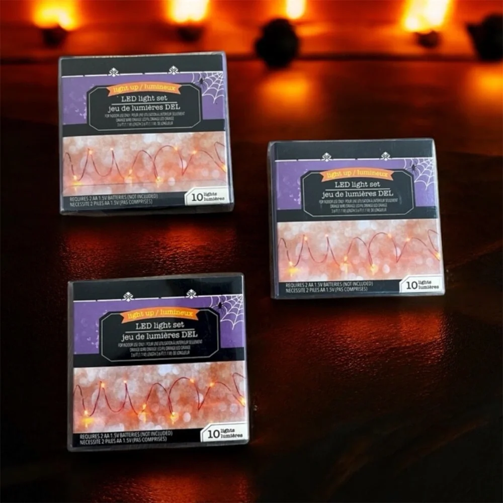 Set of 3 LED Lights with Orange Glow